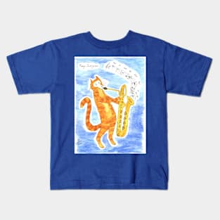 Cat Jazz saxophonist Kids T-Shirt